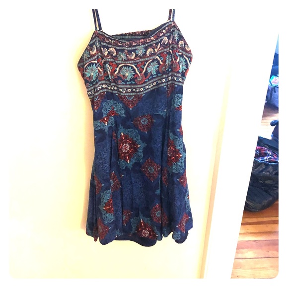 Blue Boho Print Mini Dress - Picture 1 of 4